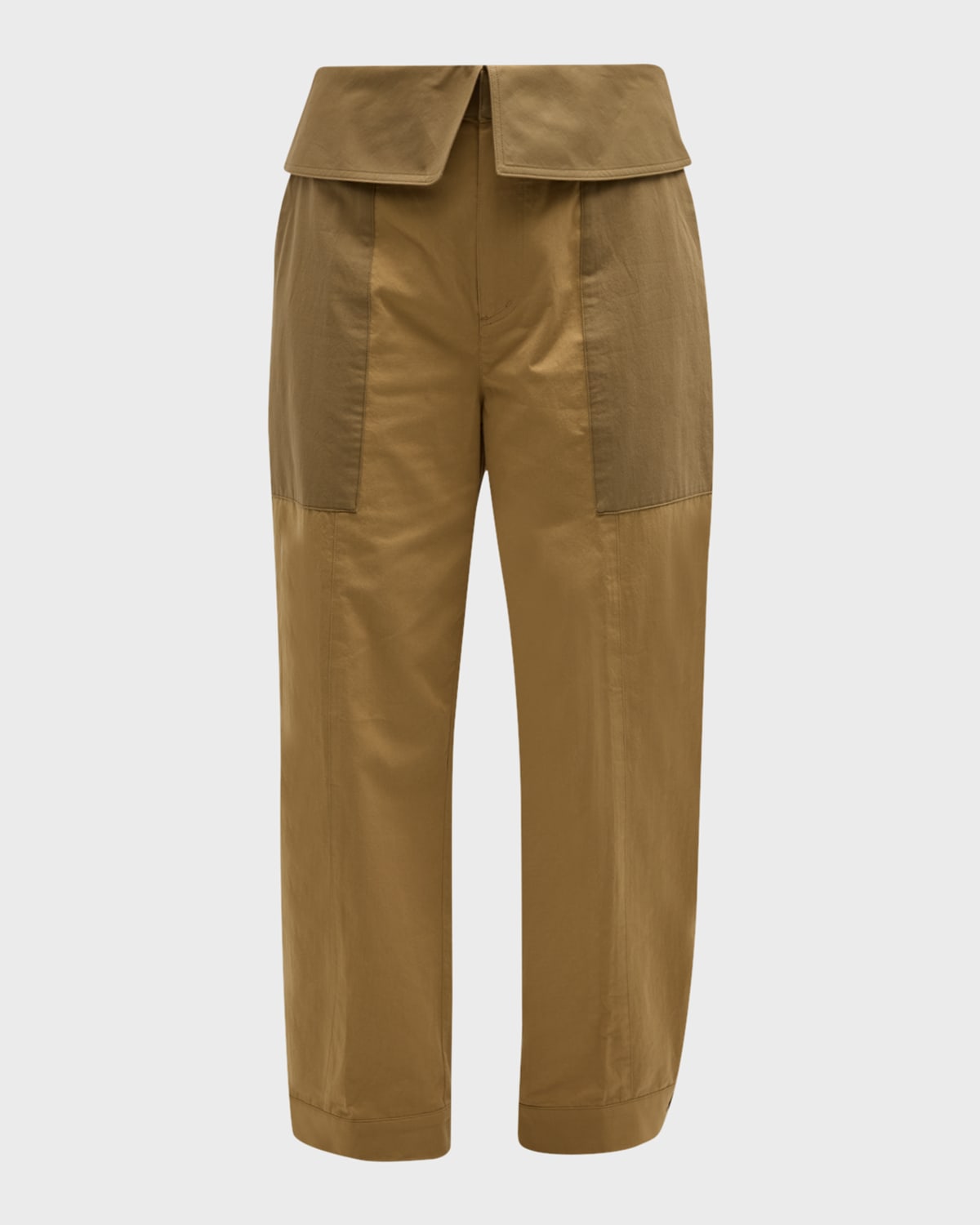 Shop Frame Foldover Wide-leg Trousers In Light Tan Multi