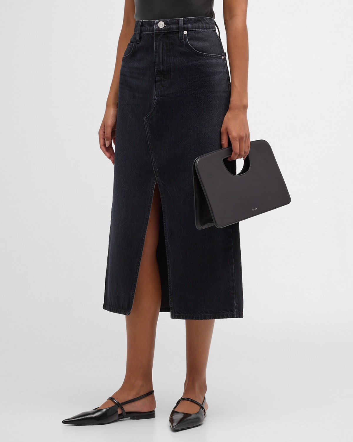 Shop Frame The Midaxi Denim Skirt In Inkwell