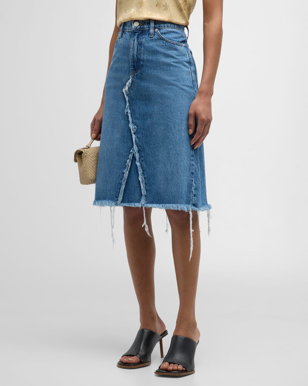 Shop Frame Deconstructed Denim Skirt In Mabel