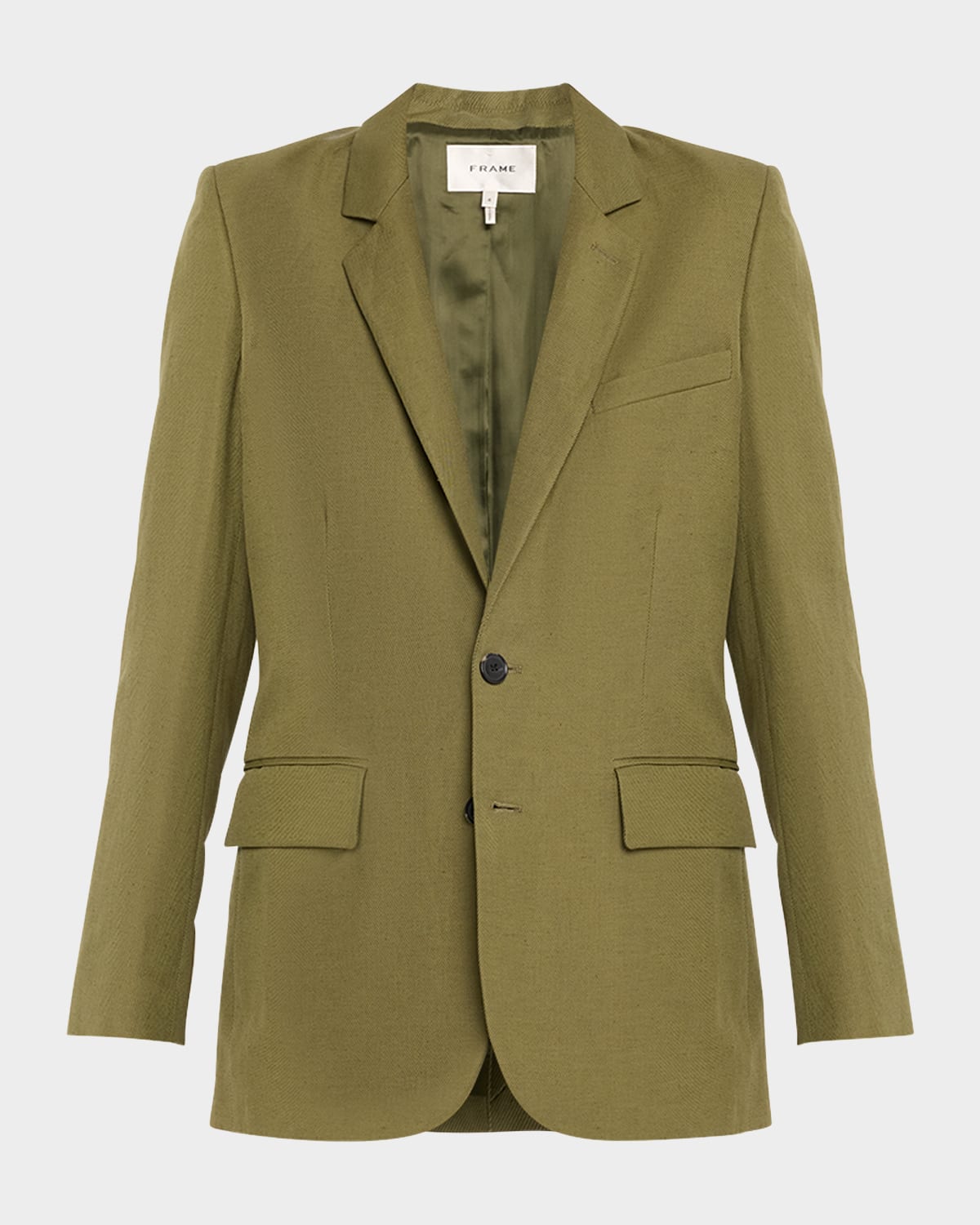 Frame Everyday Twill Blazer In Military Green