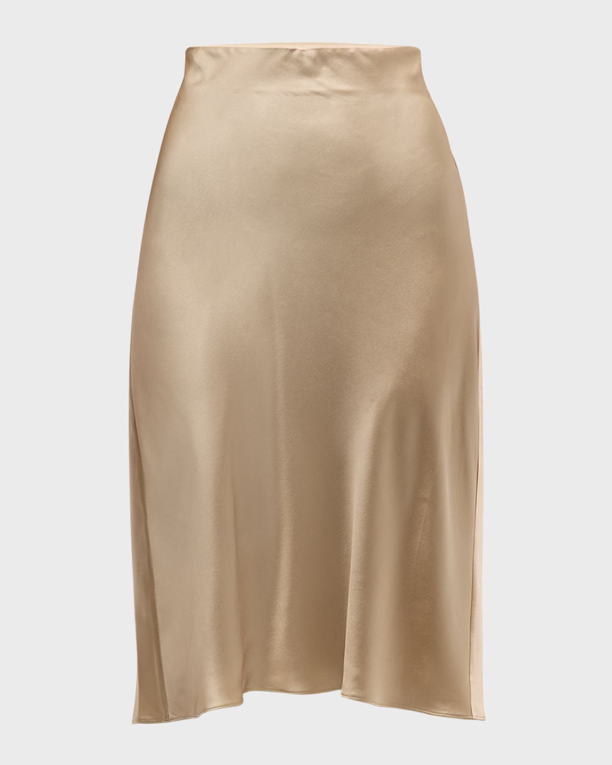 Shop Frame 90s Silk Bias Skirt In Khaki Tan