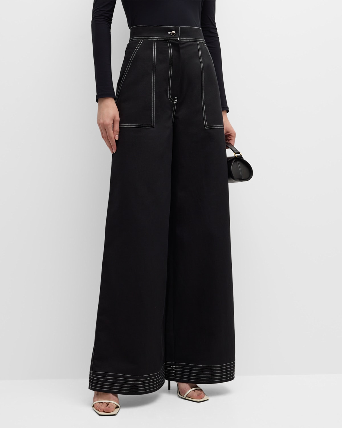 Shop Max Mara Oboli Wide-leg Trousers In Black