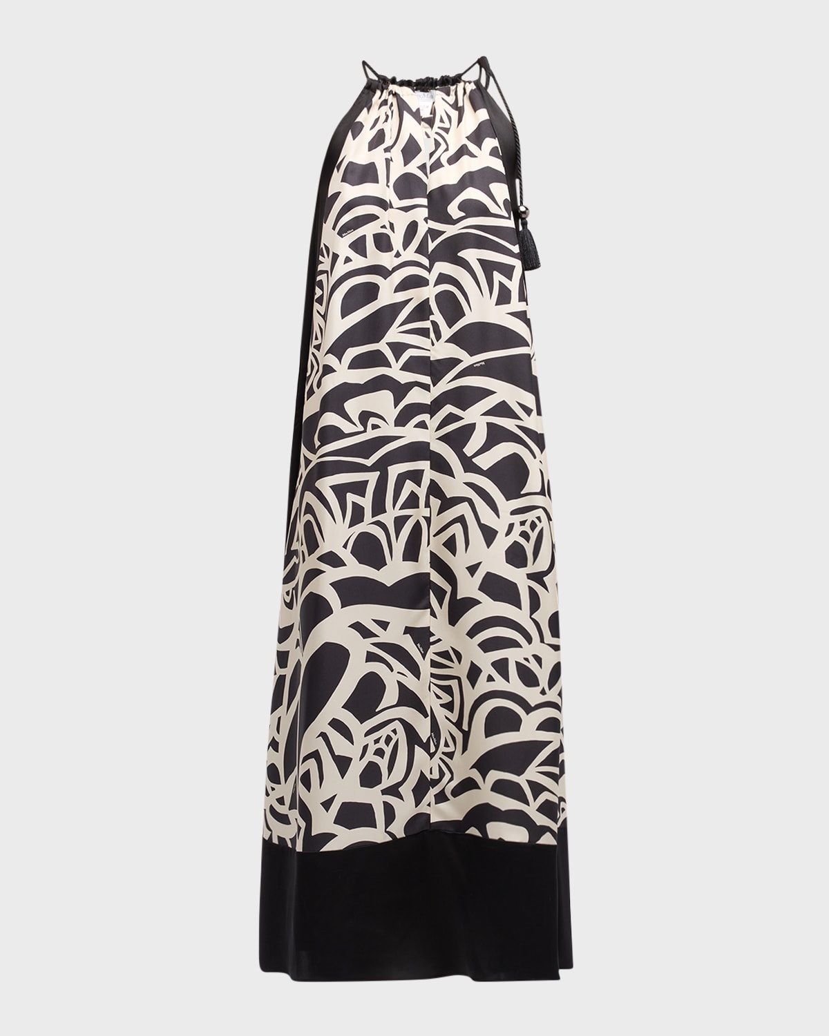 Shop Max Mara Licenza Printed Halter Maxi Dress In Black White