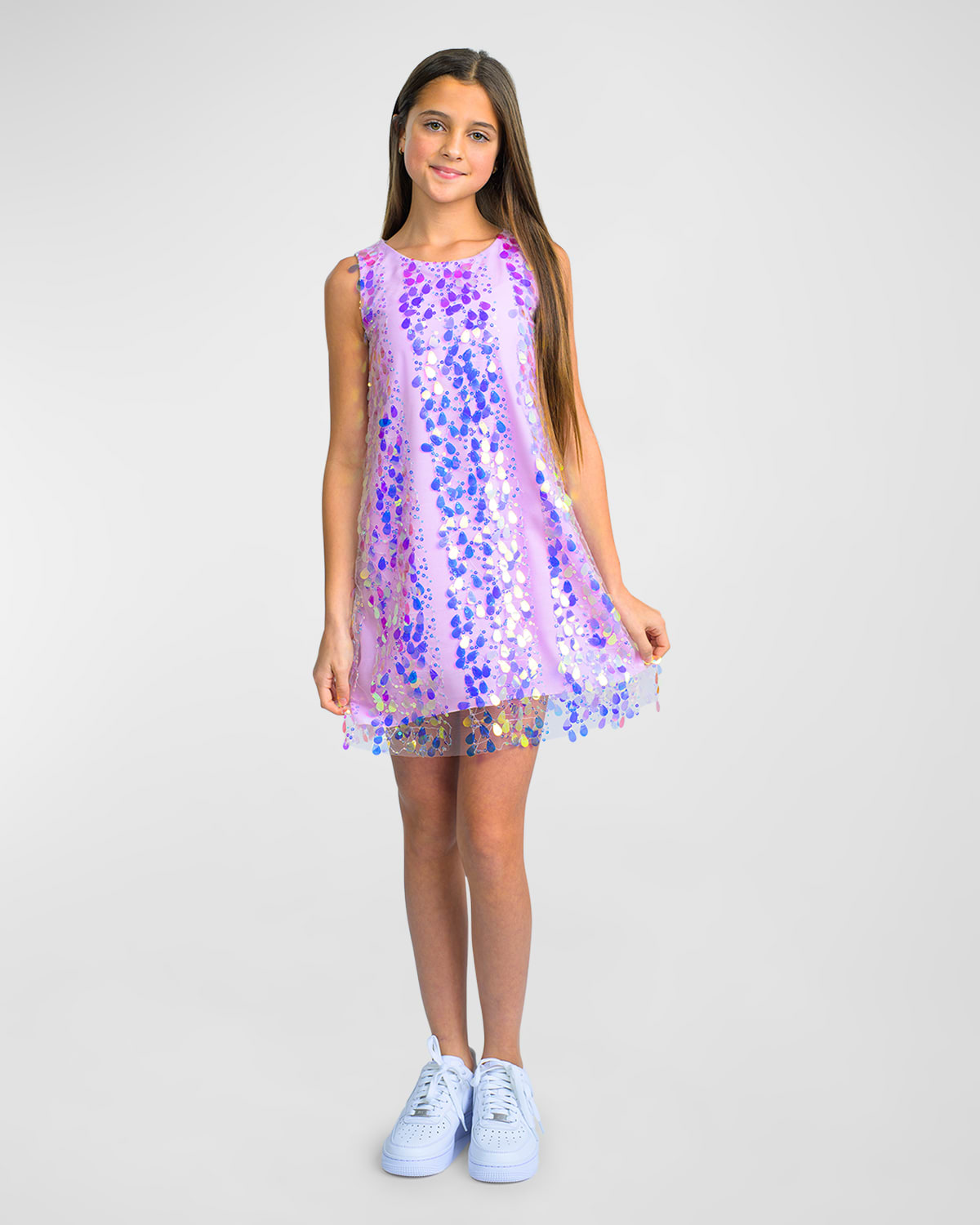Zoe Kids' Girl's Jada 3d Sequin Paillette Sleeveless Dress In Multi