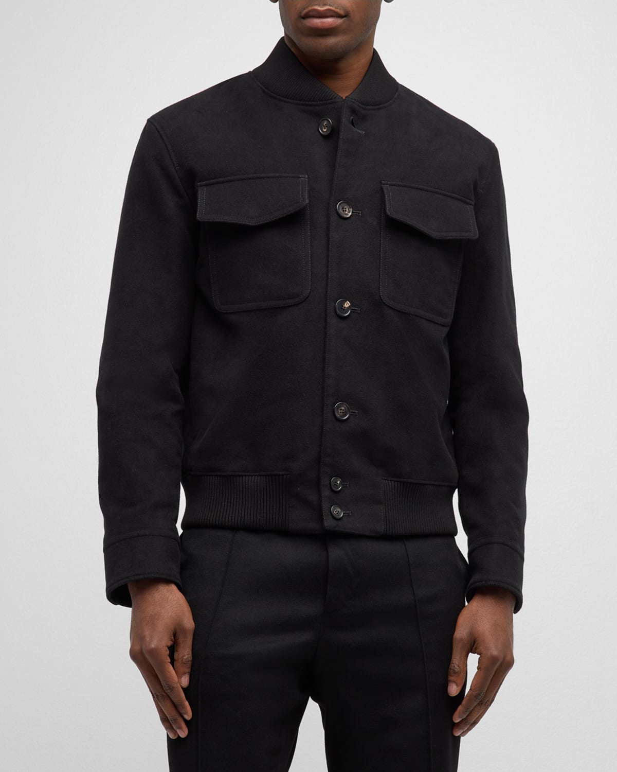 Shop Loro Piana Men's Kiku Cashmere Velvet Bomber Jacket In Black Pattern
