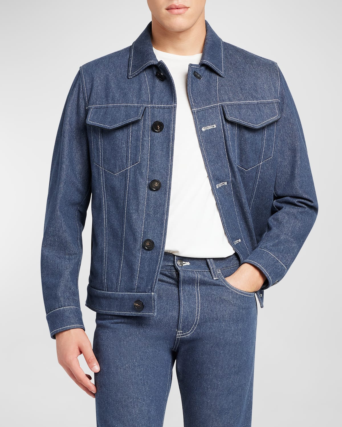 Men's Neive Button-Front Denim Jacket