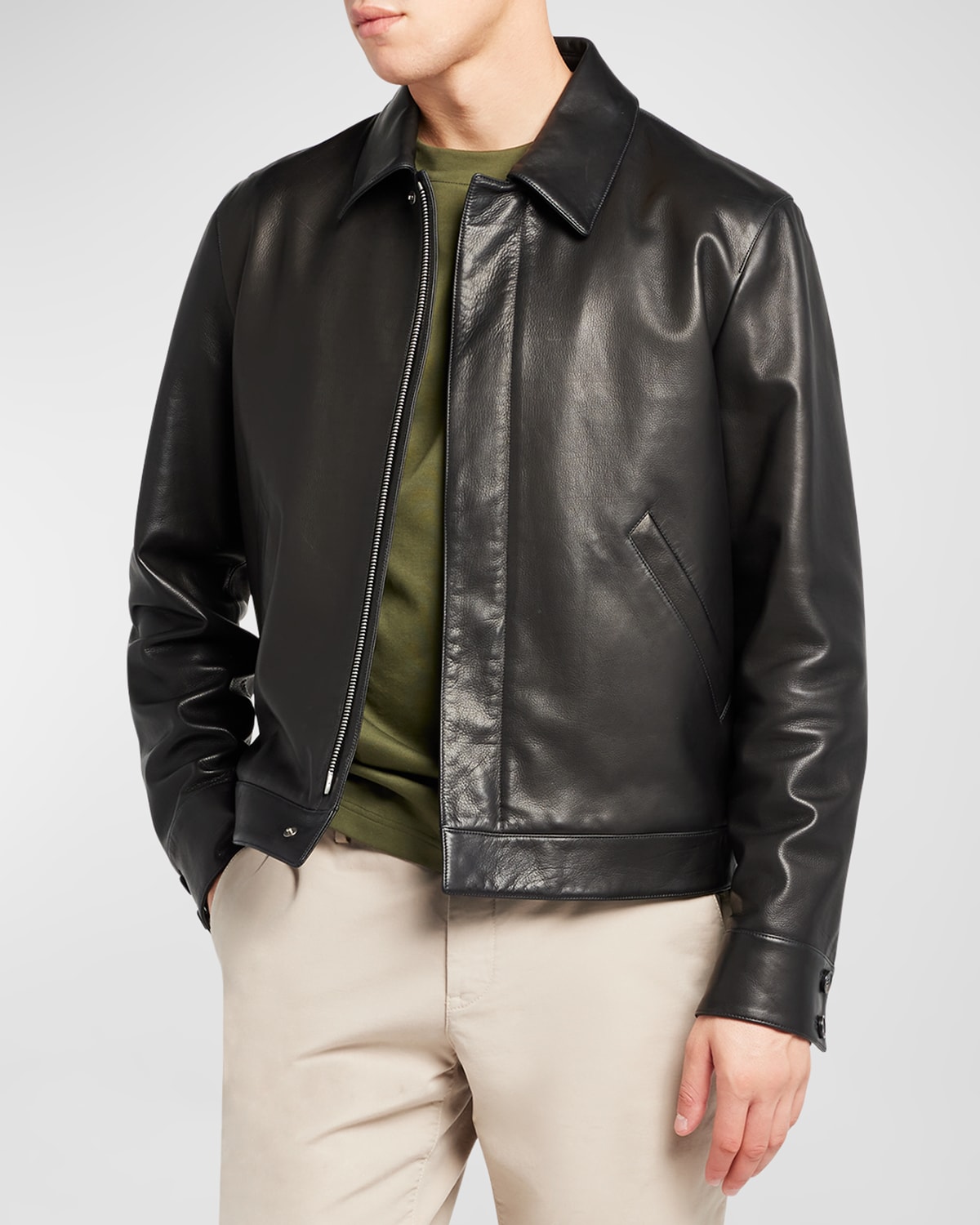 Men's Yabu Grained Calf Leather Jacket