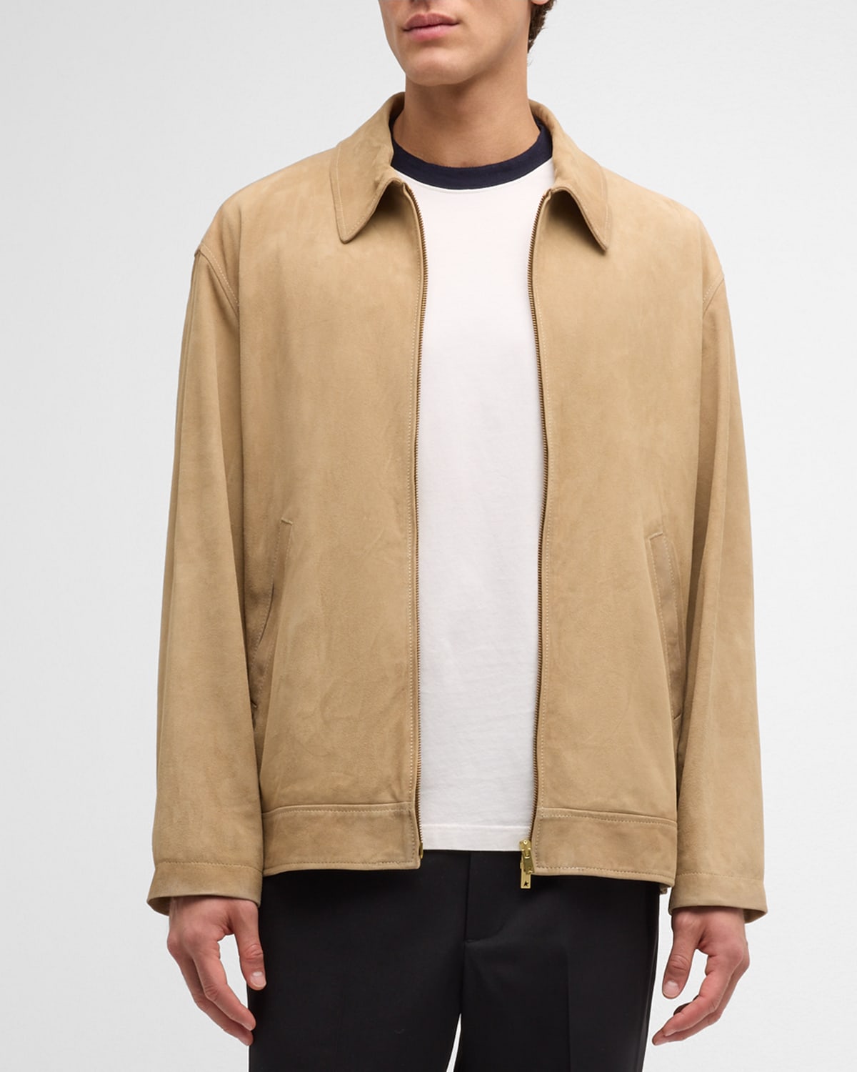 Shop Golden Goose Men's Journey Waxed Leather Coach Jacket In Dark Taupe