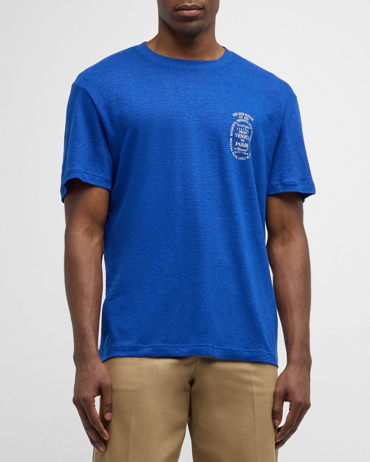 Shop Golden Goose Men's Journey Logo T-shirt In Blue