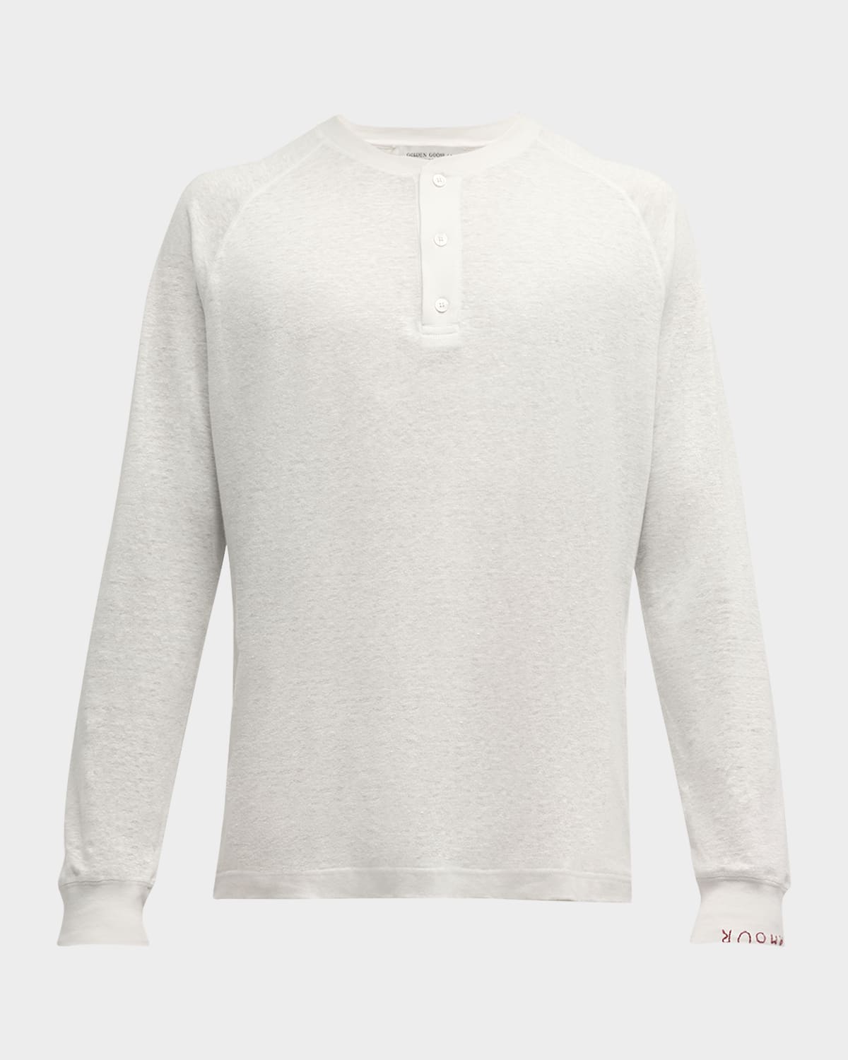 Golden Goose Men's Journey Raglan Henley Shirt In Heritage White