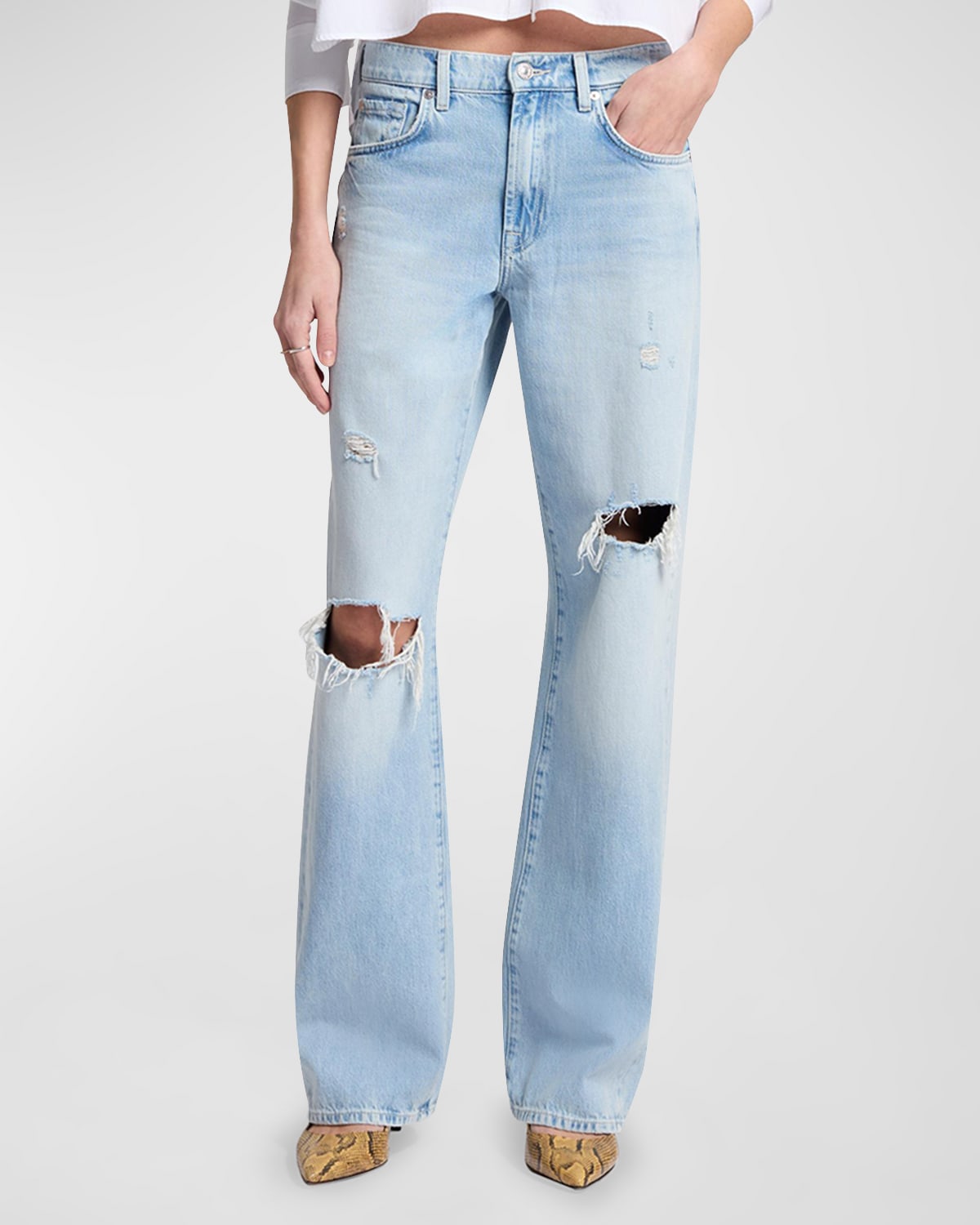 Tess Mid-Rise Straight Studded Jeans