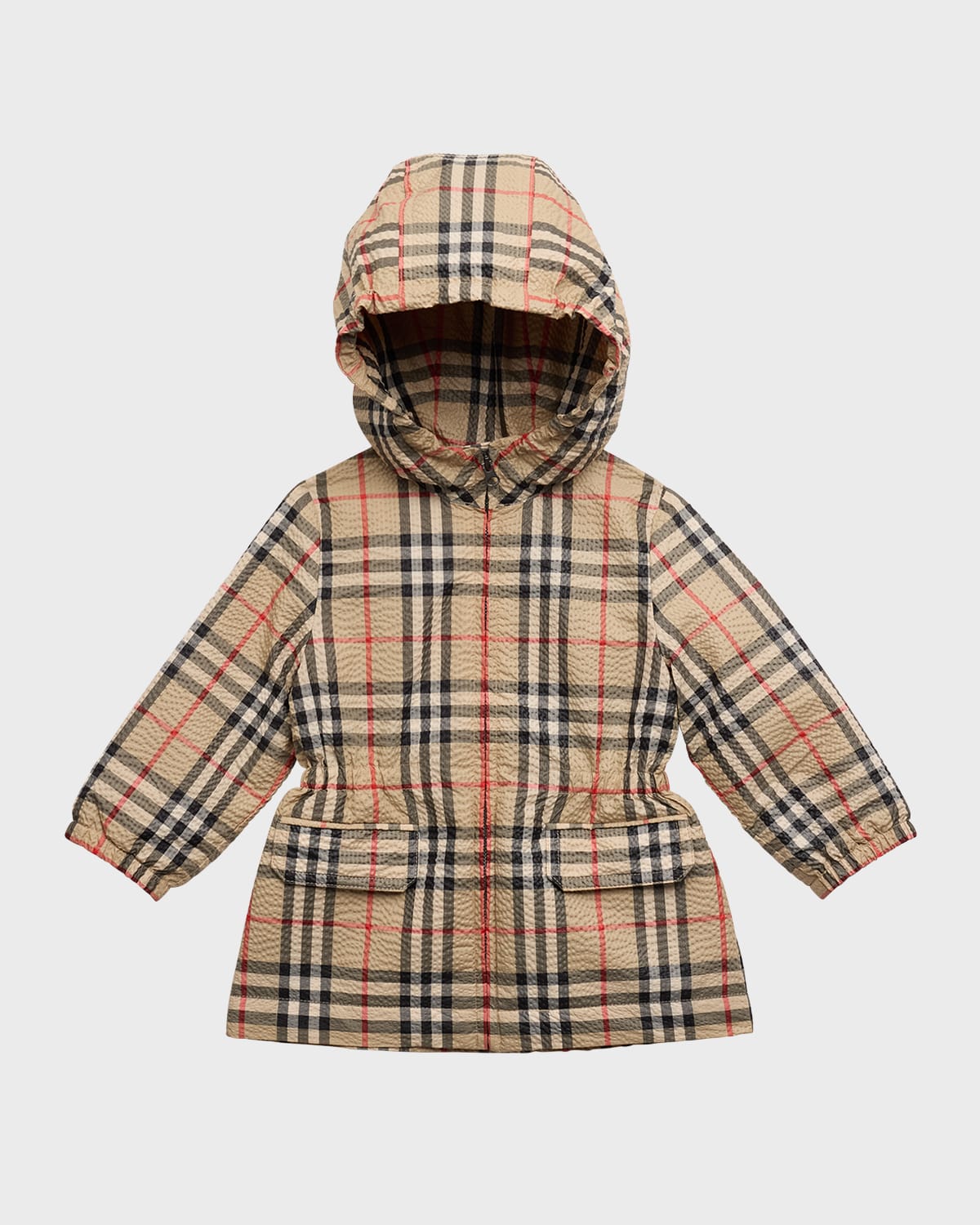 Burberry Girl's Bridget Check-print Lightweight Coat In Archive Beige Check