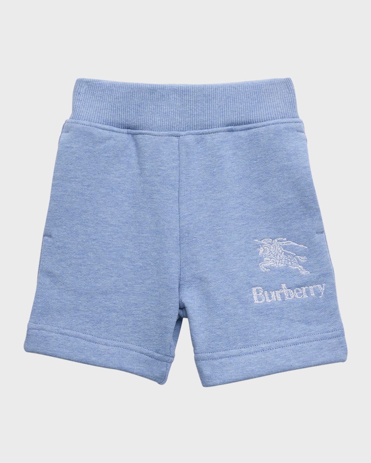 Burberry Kids' Boy's Norris Ekd Loop-back Cotton Jogger Shorts In Light Blue Melang