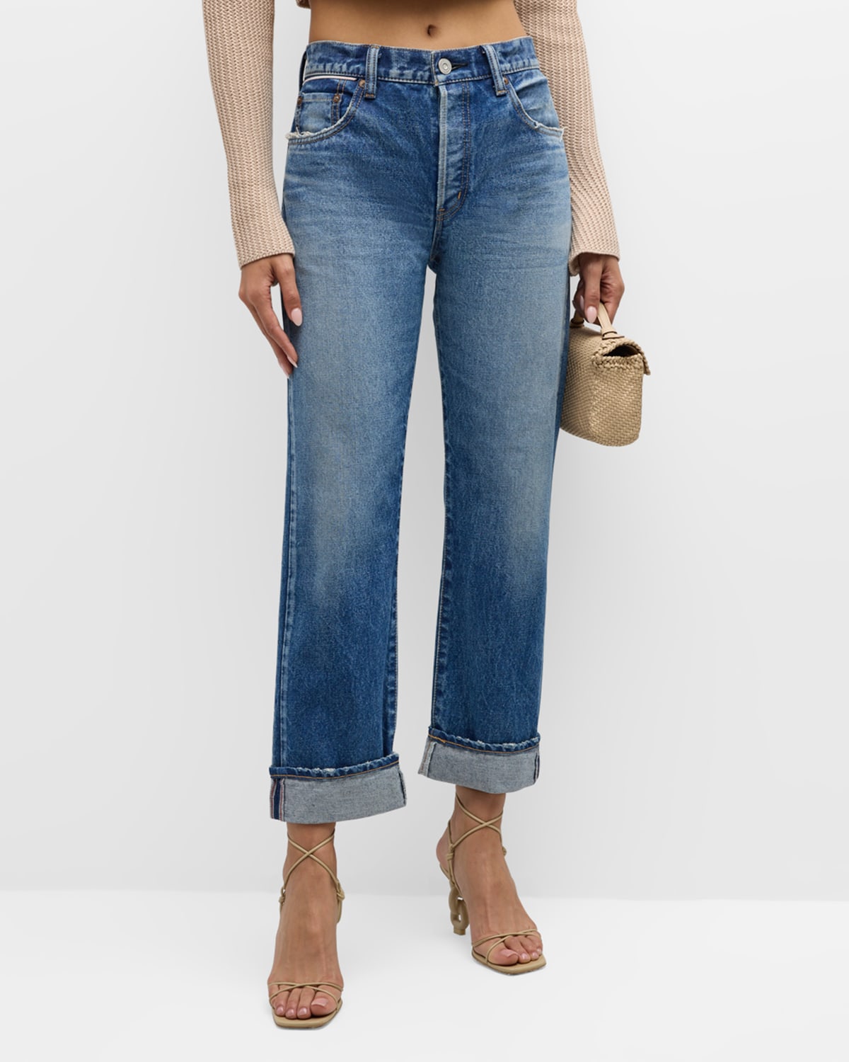 Moussy Vintage Foxwood Straight-leg Jeans In Blue