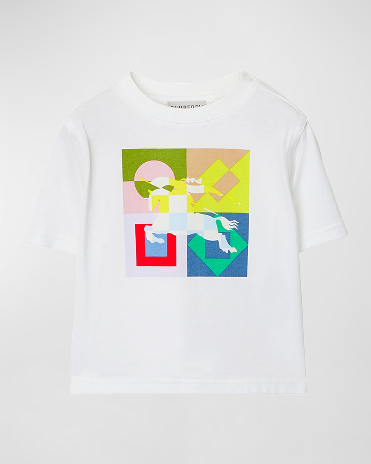 Burberry Kids' Boy's Cedar Geo Graphic Raglan Short-sleeve T-shirt In White