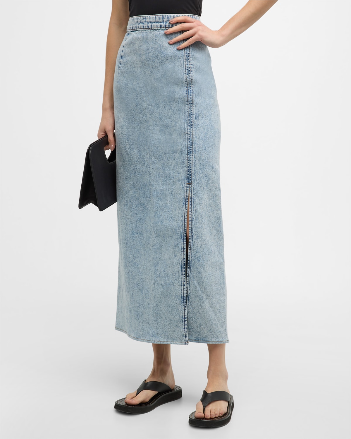 Shop Triarchy Ms. Madison High-rise Pencil Maxi Skirt In Spring Indigo