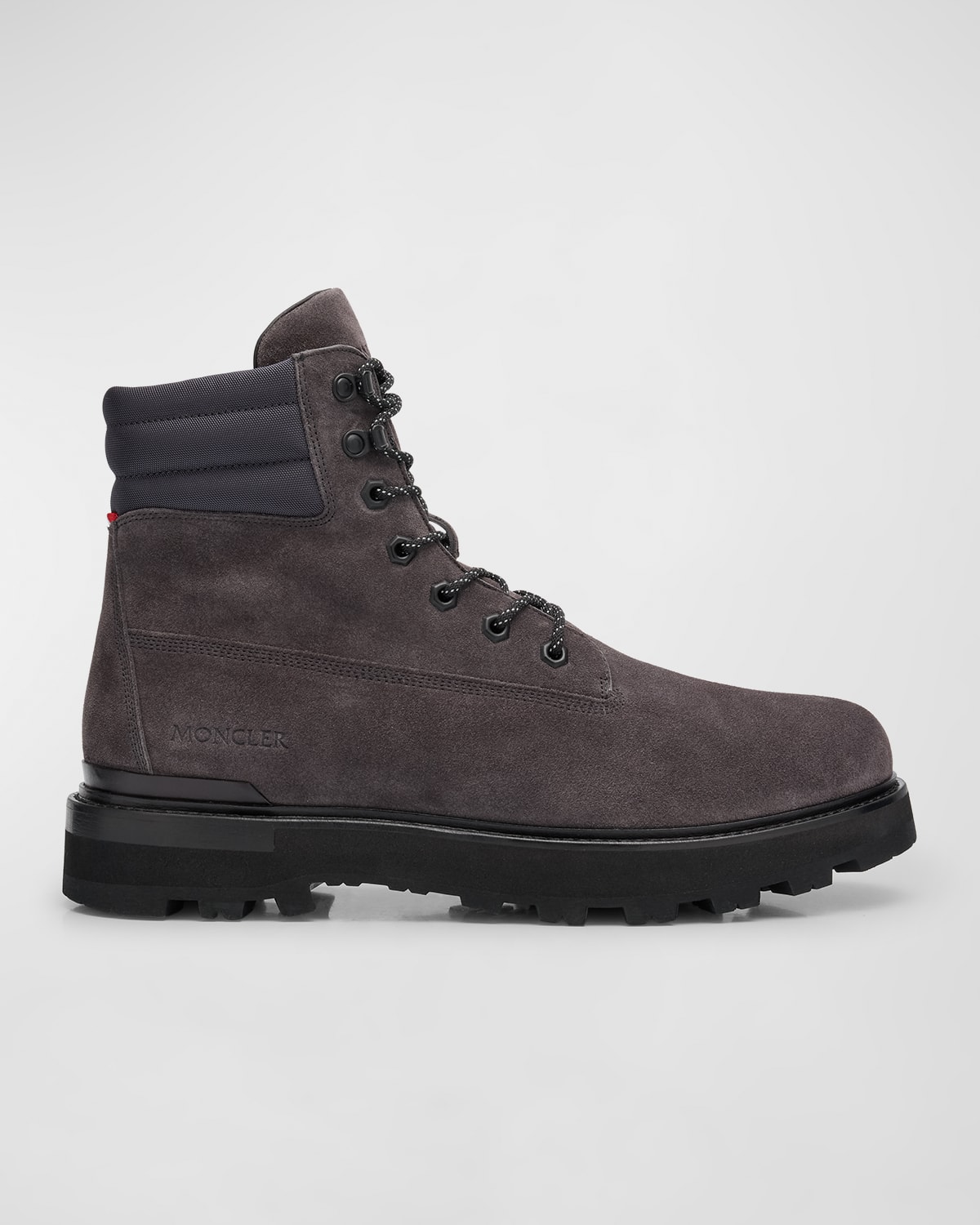 Shop Moncler Men's Peka Leather Lace-up Hiking Boots In Charcoal