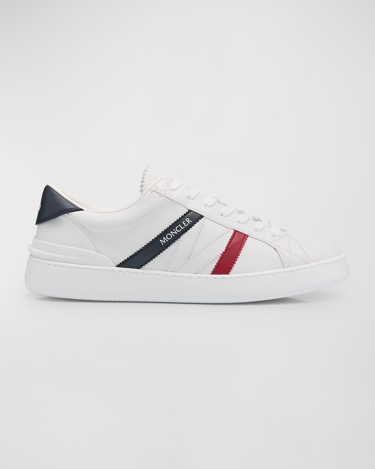Shop Moncler Men's Monaco M Leather Low-top Sneakers In White