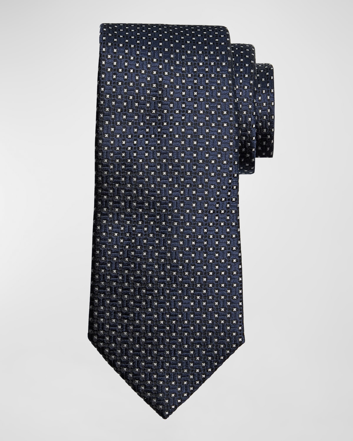 Shop Emporio Armani Men's Geometric Jacquard Silk Tie In Solid Dark Blue