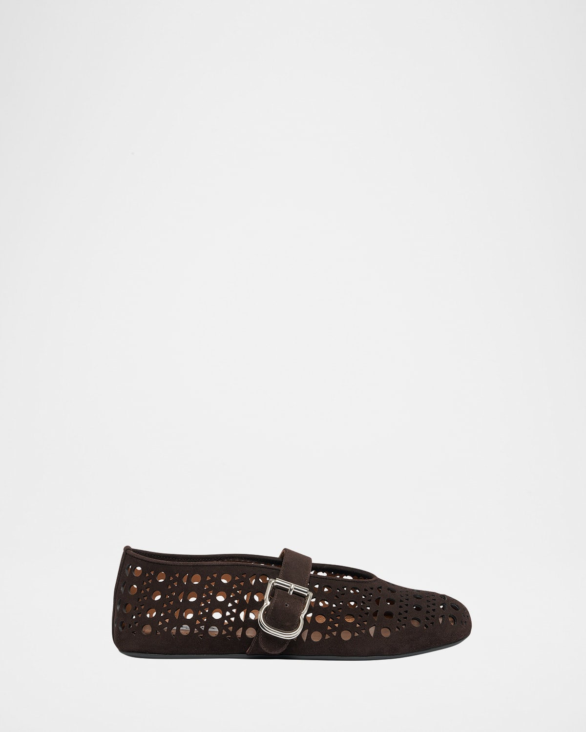 Vienne Perforated Suede Buckle Ballerina Flats