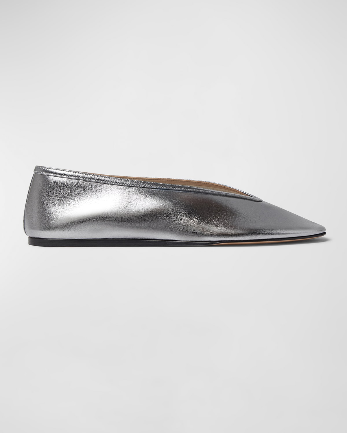 Shop Le Monde Beryl Luna Metallic Leather Ballerina Flats In Silver