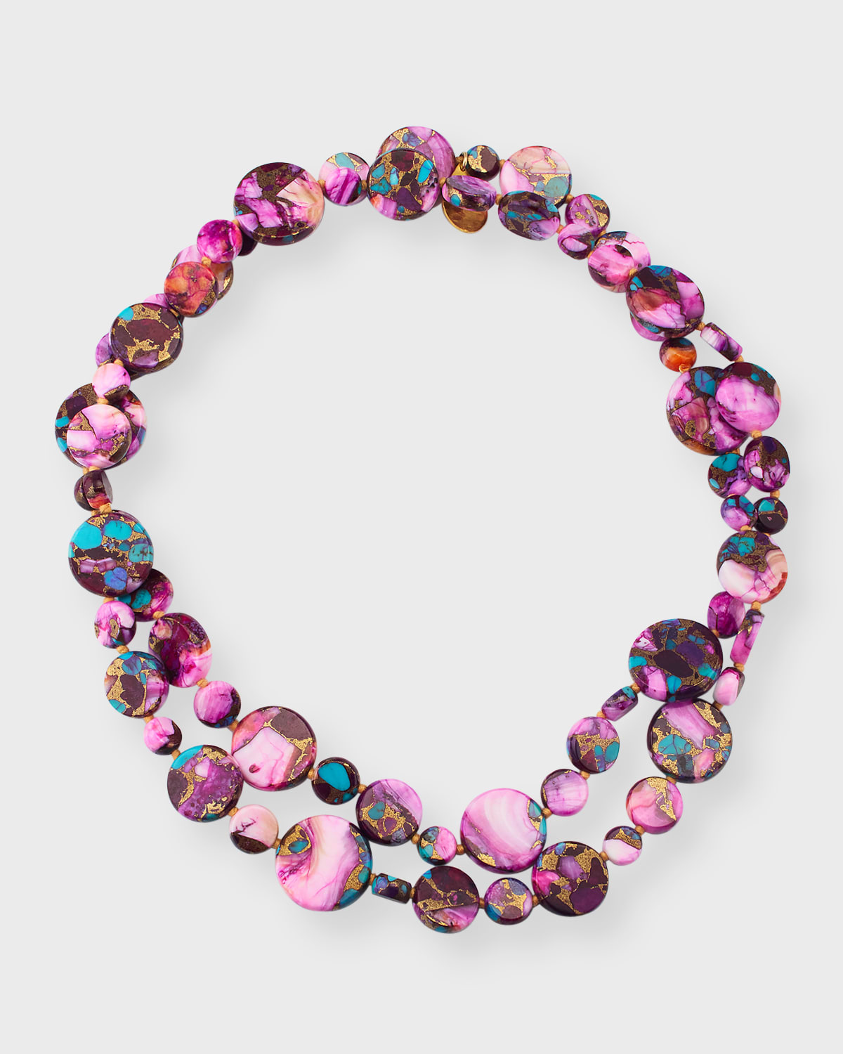 Devon Leigh Long Turquoise Spiny Oyster Coin Necklace, 36"l In Pink