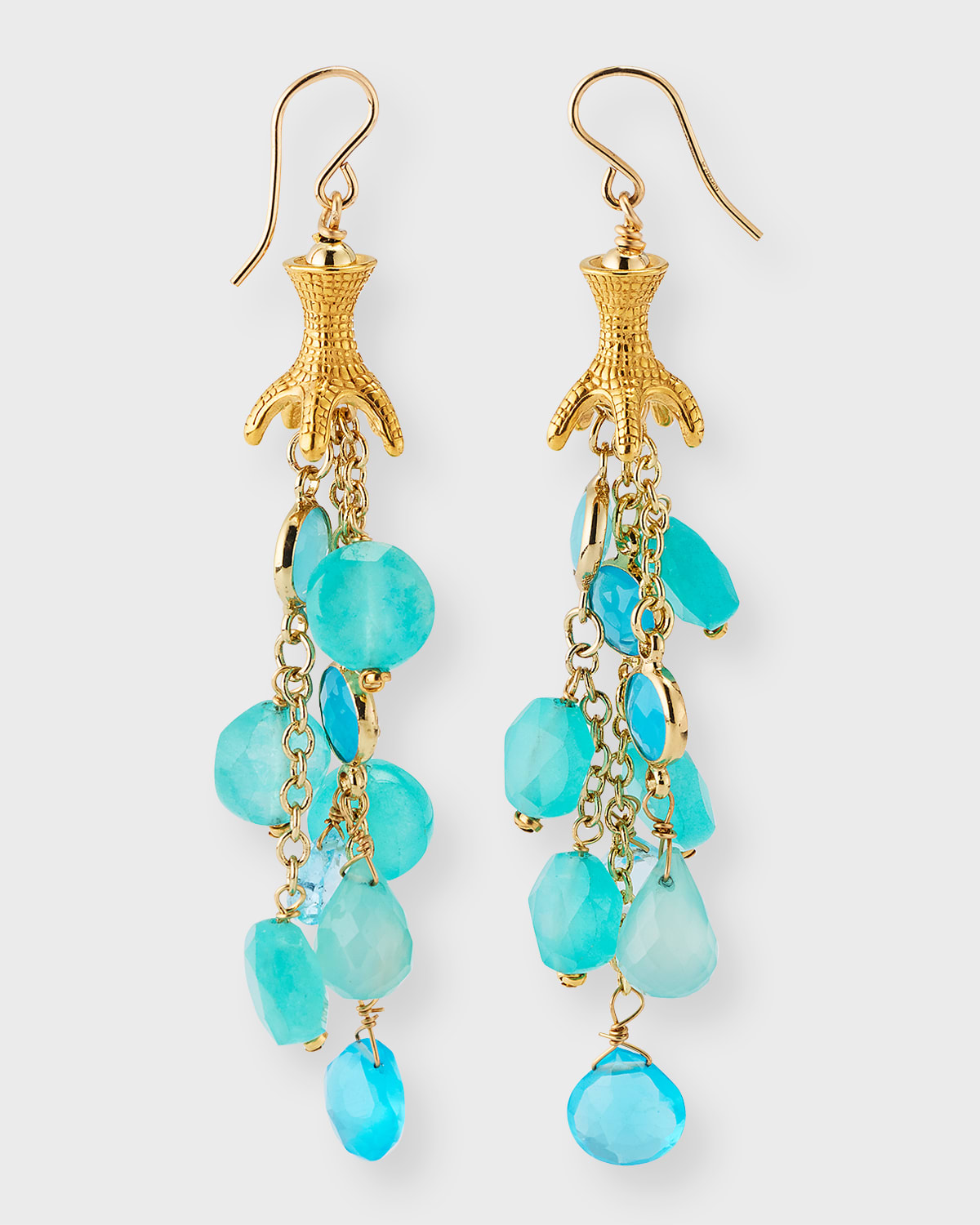 Devon Leigh Blue Chalcedony Cascading Earrings In Turquoise