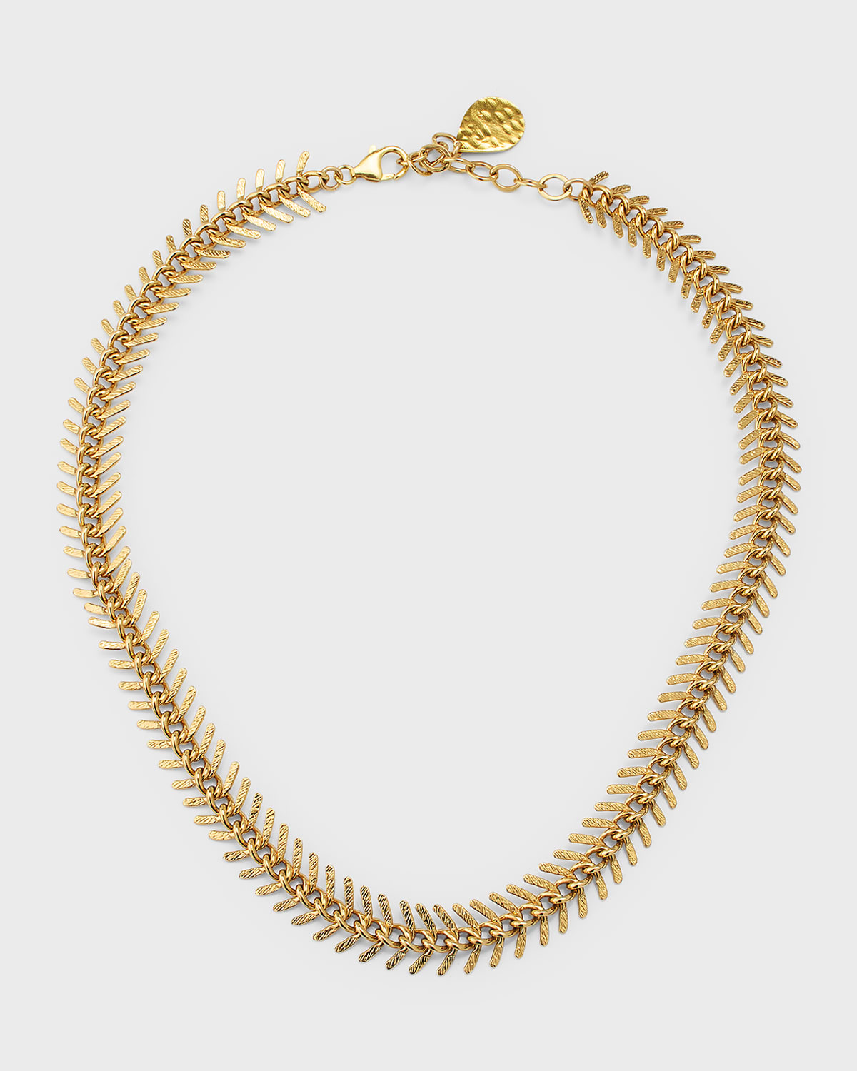 Shop Devon Leigh Herringbone Chain Necklace In Gold