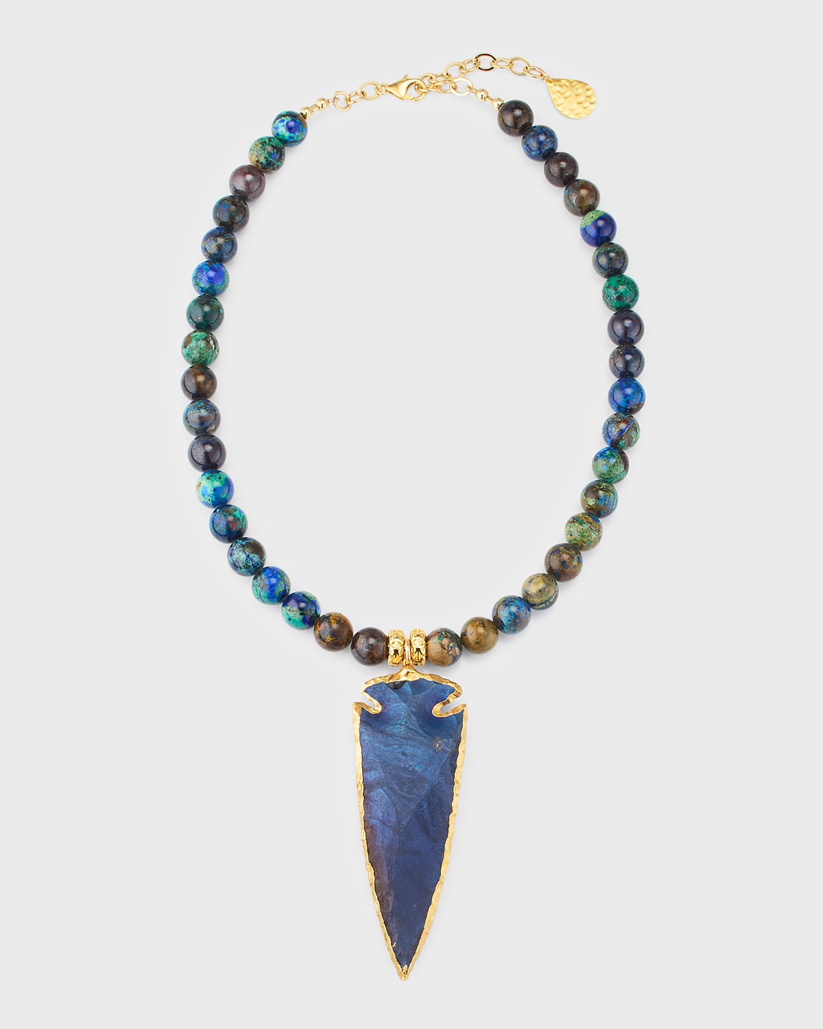Carved Blue Pendant Necklace