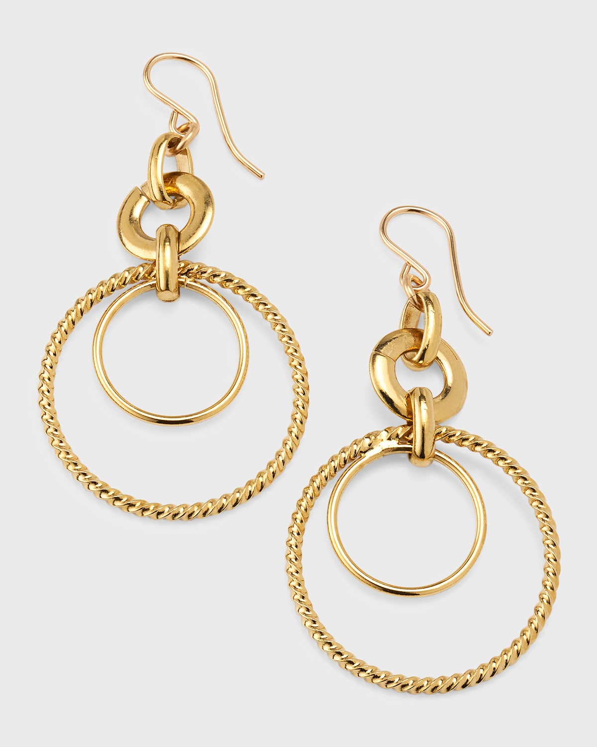 Devon Leigh Double Circle Drop Earrings In Gold