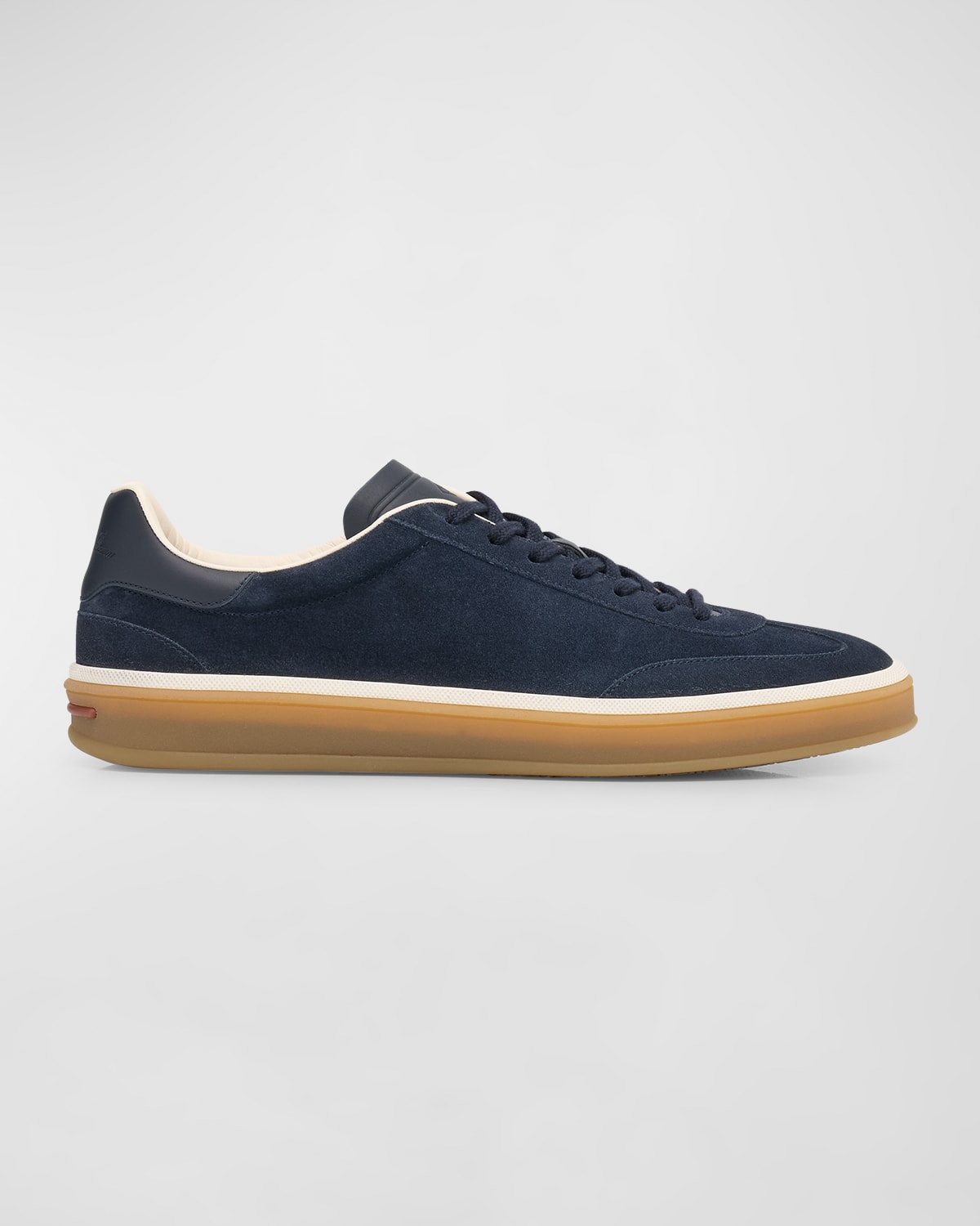 Shop Loro Piana Men's Tennis Walk Suede Low-top Sneakers In Navy Blue