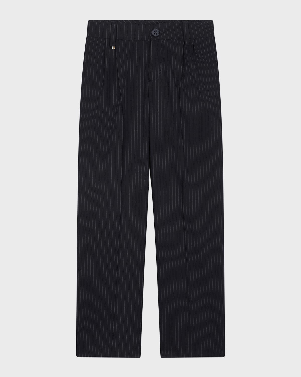 Shop Hugo Boss Boy's Striped Suit Pants In Navy