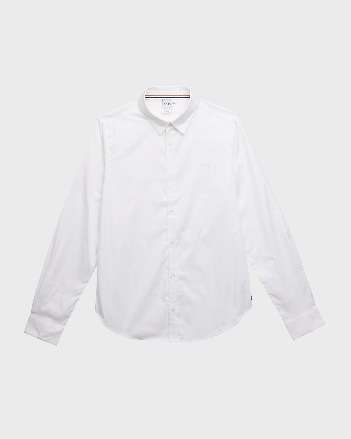 Shop Hugo Boss Boy's Long-sleeve Cotton Oxford Shirt In White