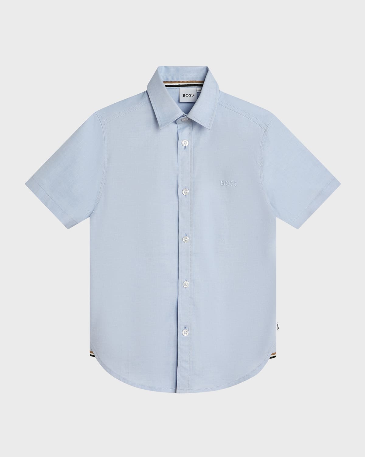 Shop Hugo Boss Boy's Short-sleeve Button Shirt, 4-16 In Pale Blue
