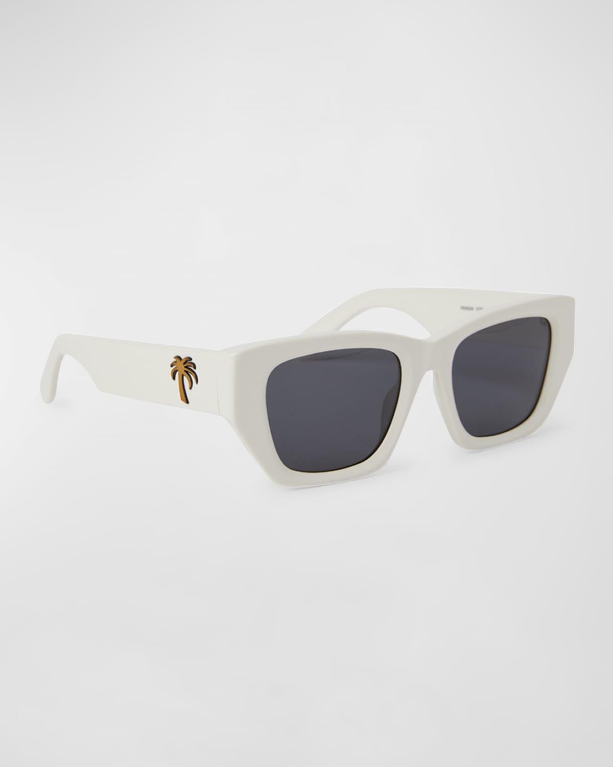Shop Palm Angels Hinkley White Acetate Cat-eye Sunglasses In White Dark Grey