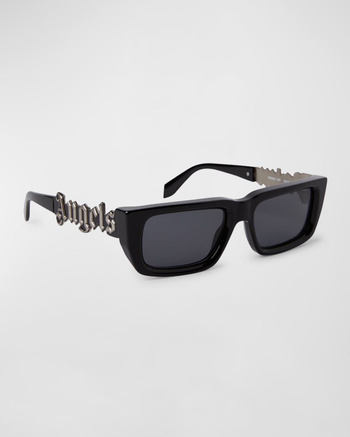 Shop Palm Angels Milford Acetate & Metal Rectangle Sunglasses In Black Dark Grey