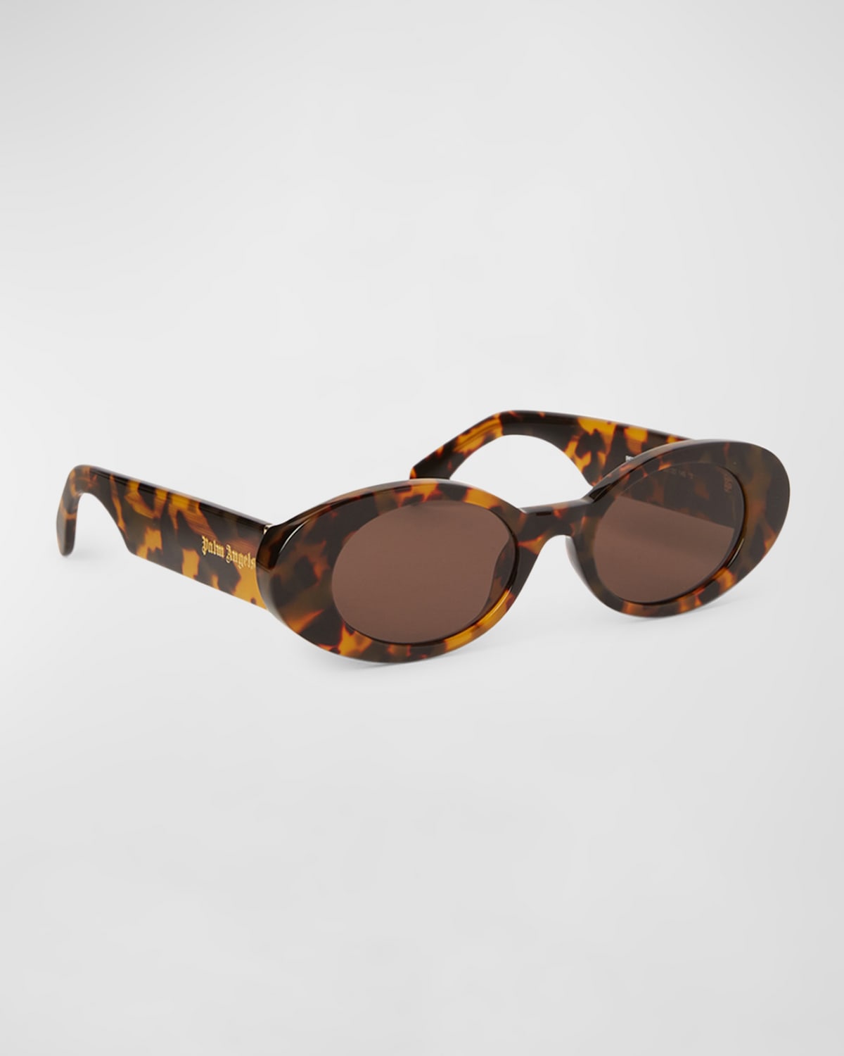 Palm Angels Gilroy Havana Acetate Oval Sunglasses In Brown