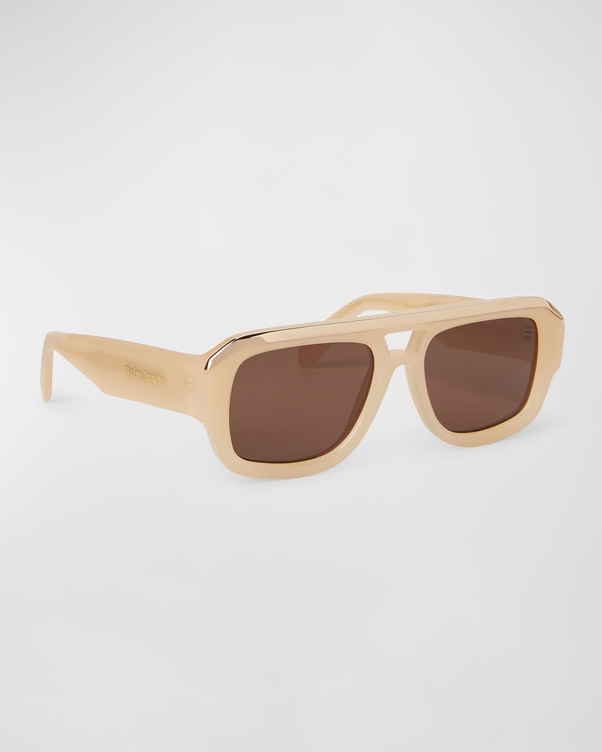 Shop Palm Angels Stockton Sand Acetate Aviator Sunglasses In Sand Brown