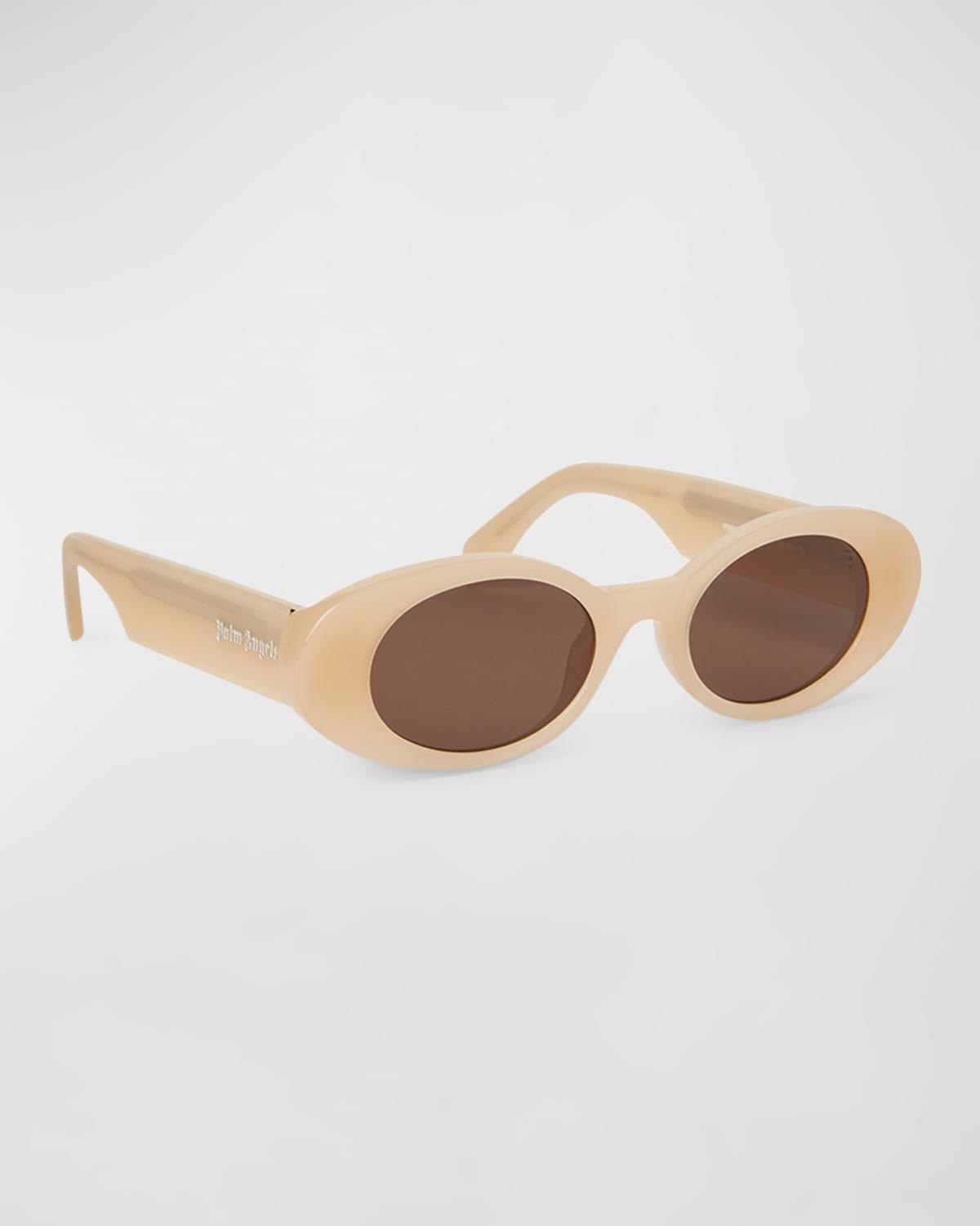 Palm Angels Gilroy Sand Acetate Oval Sunglasses In Sand Brown