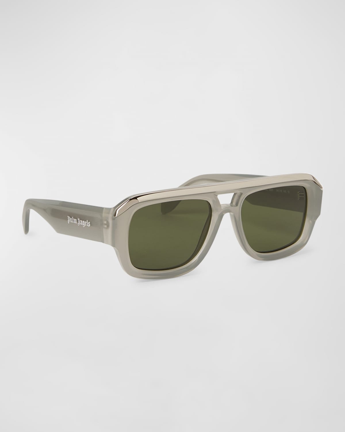 Palm Angels Stockton Grey Acetate Aviator Sunglasses In Grey Green