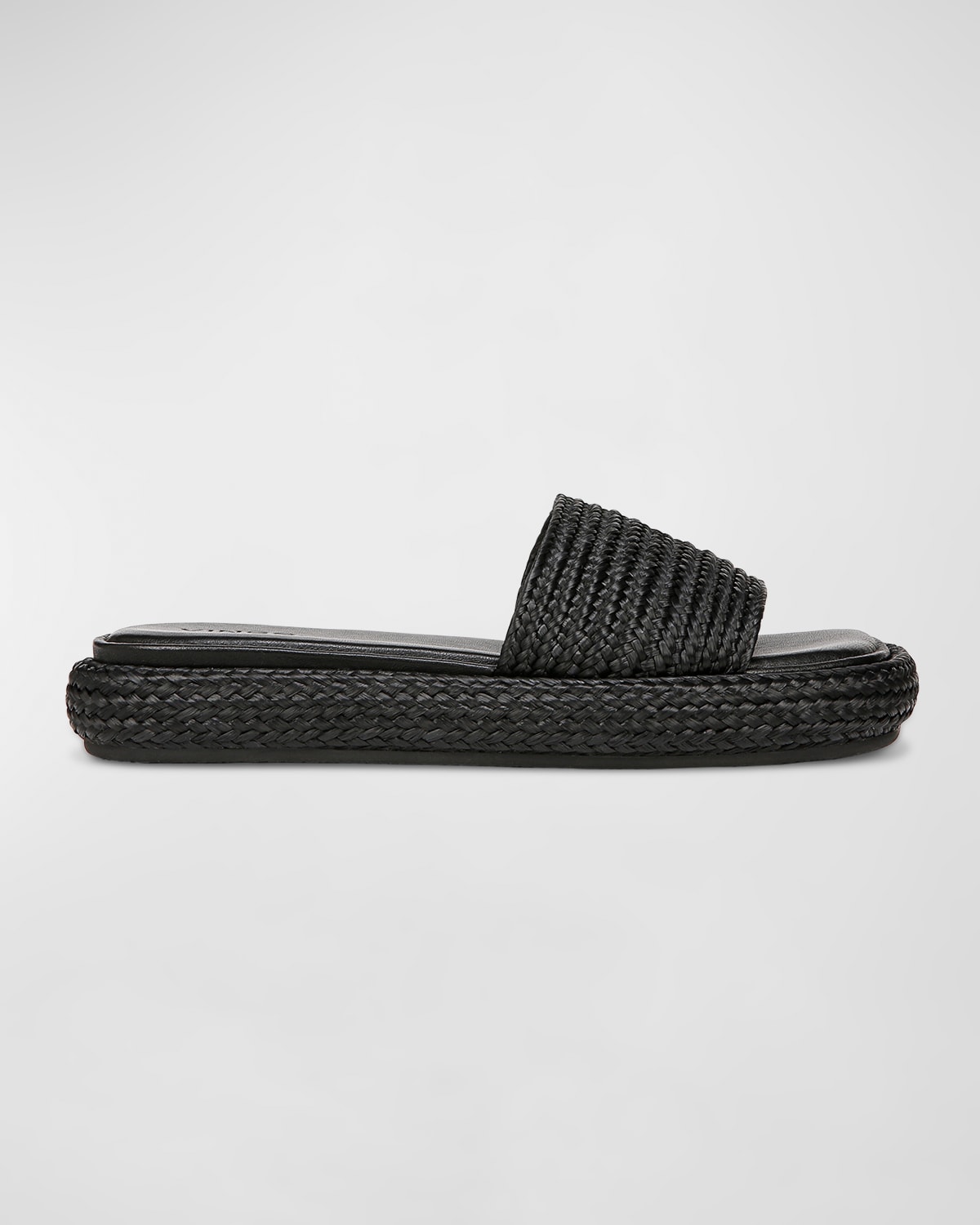 Vince Eva Womens Braided Manmade Slide Sandals In Black