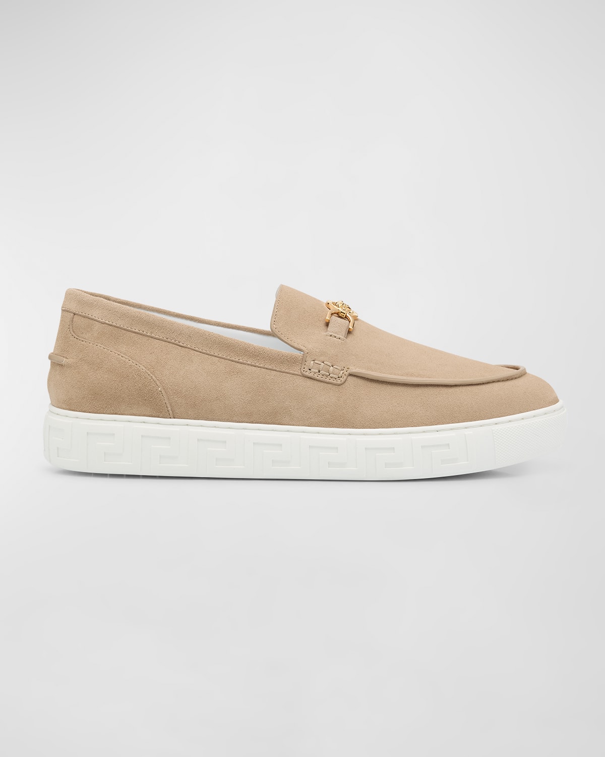Versace Man Sneakers Beige Size 12 Leather In Light Sand