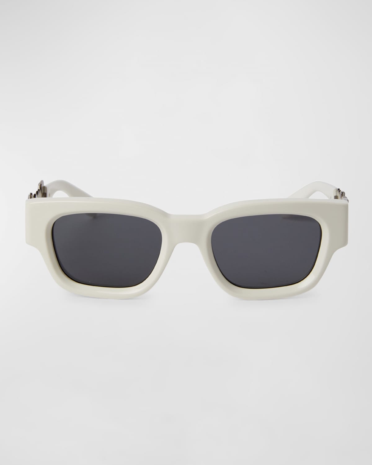 Shop Palm Angels Men's Posey Acetate Rectangle Sunglasses In White Dark Grey