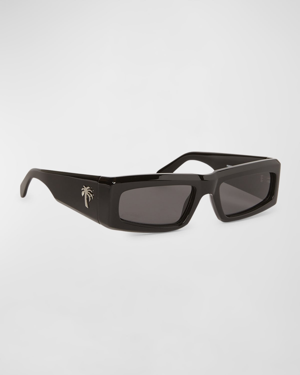 Shop Palm Angels Men's Yreka Acetate Rectangle Sunglasses In Black Dark Grey