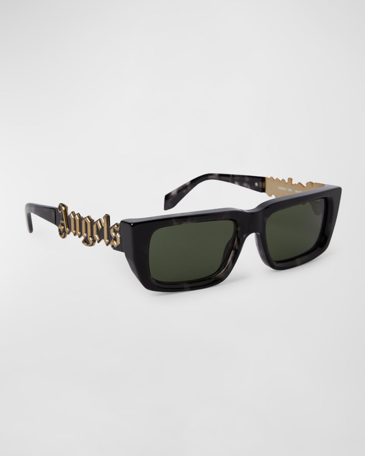 Shop Palm Angels Men's Milford Acetate Rectangle Sunglasses In Black Havana Green