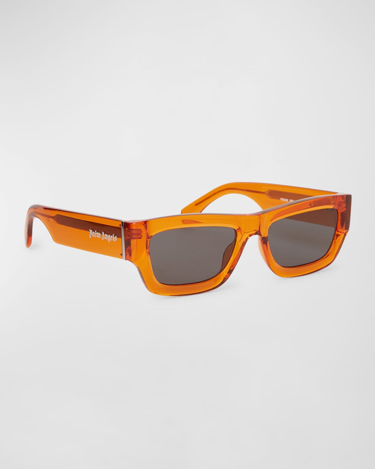 Shop Palm Angels Men's Auberry Acetate Rectangle Sunglasses In Orange Dark Grey
