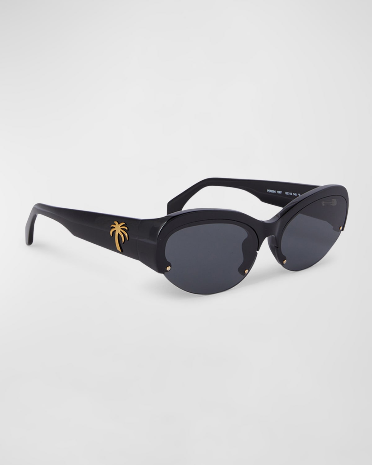 Shop Palm Angels Men's Palmdale Acetate Oval Sunglasses In Black Dark Grey