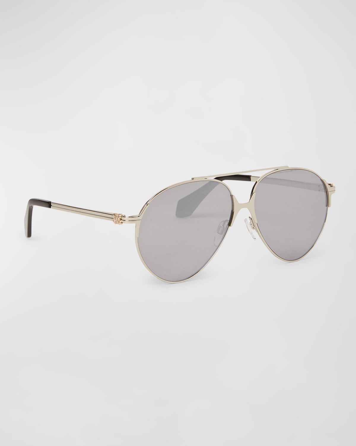 Shop Palm Angels Men's Elkton Double-bridge Metal Aviator Sunglasses In Silver Silver