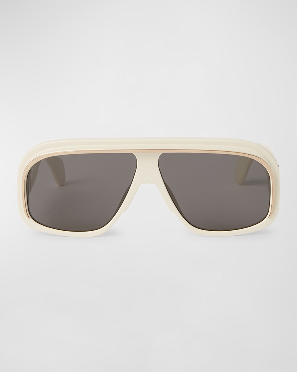Shop Palm Angels Men's Reedley Acetate And Metal Shield Sunglasses In White Dark Grey