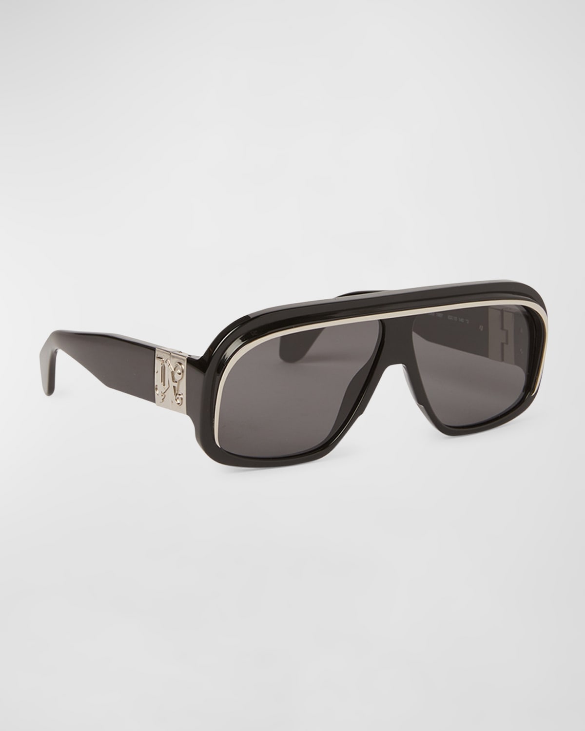 Shop Palm Angels Men's Reedley Acetate And Metal Shield Sunglasses In Black Dark Grey